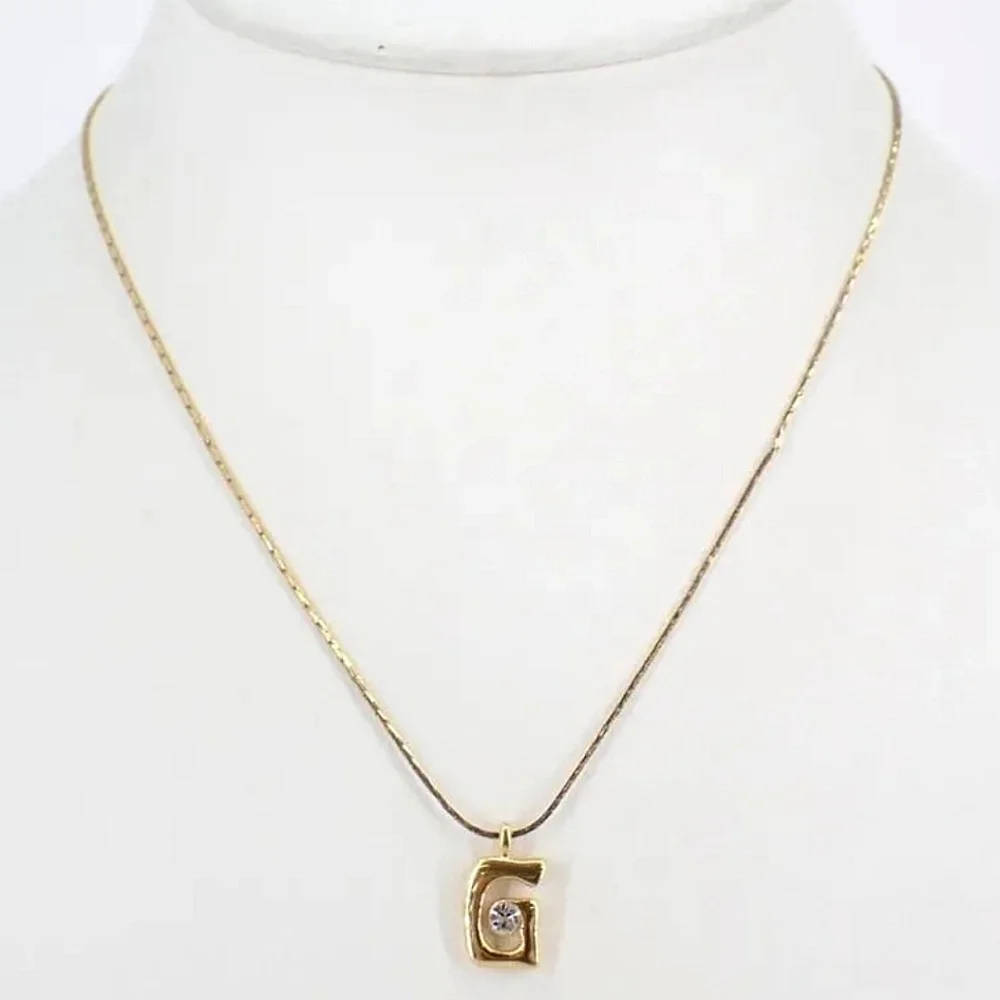 Auth GIVENCHY Gold Hardware G Rhinestones Necklace - Picture 3 of 10